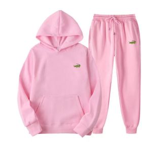 2 Piece Men's Fashion Casual Tracksuit (Color: Pink, size: XXL(185cm 80kg))