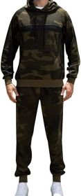 Men's Tracksuit 2 Piece Sweatsuits Full Zip Hooded Athletic Casual Outfits Jogging Sport Suits Jacket & Pants Set (Color: dark green, size: L)